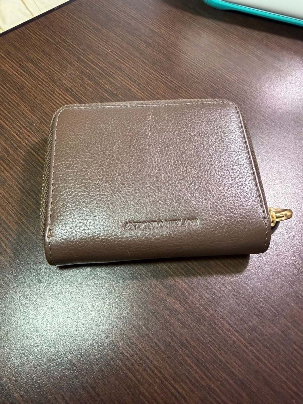 Antonio Melani Pebbled Leather Zip Around Bifold Wallet Taupe